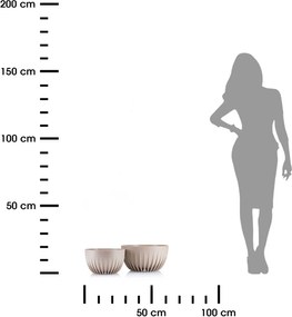 PLASTOVÝ KVETINÁČ STRIPPED ECO SADA 2KS 16X30 CM+15X24 CM BÉŽOVÁ