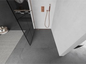 Mexen Kioto, sprchová zástena Walk-In 110 x 200 cm, 8mm číre sklo čierny vzor, medený matný profil, 800-110-101-65-77