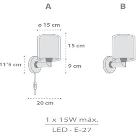 Dalber 41769E - Detská nástenná lampa KAWAII FRIENDS 1xE27/15W/230V šedá