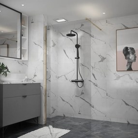 Erga Paris, sprchová zástena Walk-In 80x200 cm, 8mm číre sklo, zlatý lesklý profil, ERG-V02-PARIS-080x200-CL-GD
