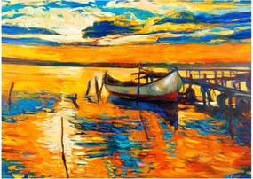 Obraz - Loďka pri západe slnka (70x50 cm)