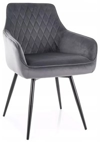 Otočné jedálenské kreslo Marlo Velvet sivé/čierne