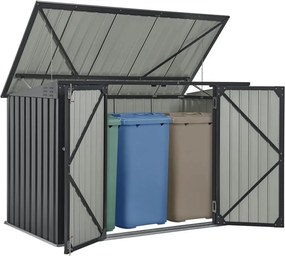 Kovový prístrešok, 3 popolnice, výklopné veko, 200×105×128cm