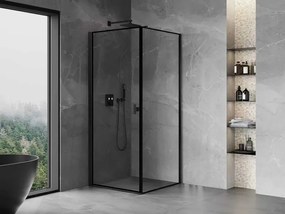 Mexen Mist-B, 1-krídlový výklopný sprchový kút, ľavý, 70 x 70 cm, číre sklo-čierny rám, 8A2T-070-070-70-70-L