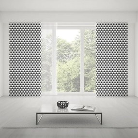 Bielo čierne závesy do obývačky šité na mieru s pepitovým vzorom