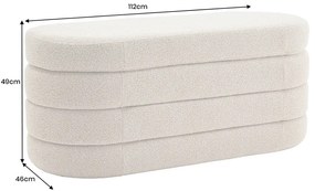 Dizajnová lavica s úložným priestorom TAUPE BOUCLÉ 115 cm – elegantný štýl a komfort