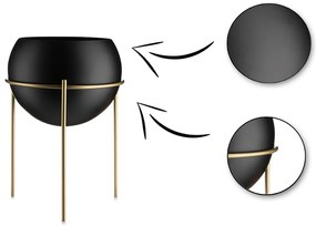 KOVOVÝ KVETINÁČ SO STOJANOM LOFT 39X28 CM ČIERNA/ZLATÁ