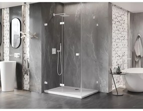 Mexen Lunar-F, skladací sprchový kút ľavý 75 x 70 cm, 8mm číre sklo, biely profil, 836-075-070-20-00-L