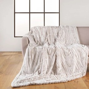 Béžová deka z mikroplyšu 180x220 cm Lynx – douceur d'intérieur