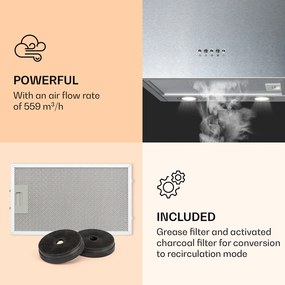 Klarstein Monumenta, digestor, 40 cm, nástenný, 559m³/h, LED, B, biely