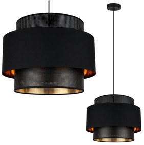 Závesné svietidlo Asti, 1x PVC/čierne textilné tienidlo, (fi 40cm), g/c