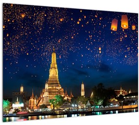 Sklenený obraz - Lampióny šťastia, Bangkok (70x50 cm)