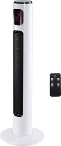 HOMCOM Stolný Ventilátor s Diaľkovým Ovládaním, 70° Oscilácia, 96 cm Stojaci Ventilátor, 45 W, 3 Režimy, Časovač, Biela+Čierna | Aosom