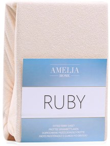 Béžová napínacia froté plachta 140x200 cm Ruby – Restilo