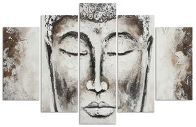 Obraz na plátně pětidílný Buddha Grey Zen Spa - 200x100 cm