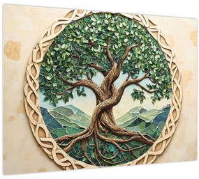 Sklenený obraz – Prepletený strom života (70x50 cm)