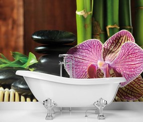 Gario Fototapeta Orchidea, zenové kamene a bambus Materiál: Vliesová, Rozmery: 450 x 315 cm
