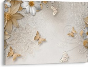 Obraz - Kvety s motýlikmi (70x50 cm)