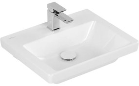 VILLEROY &amp; BOCH Subway 3.0 závesné umývadielko s otvorom, bez prepadu, 500 x 400 mm, biela alpská, s povrchom CeramicPlus, 437051R1