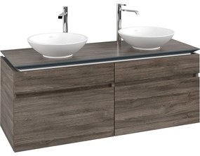 VILLEROY &amp; BOCH Legato závesná skrinka pod dve umývadlá na dosku, 4 zásuvky, 1400 x 500 x 550 mm, Stone Oak, B59200RK