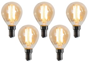 Sada 5 LED žiaroviek E14 G45 zlatá 2W 180 lm 2100K