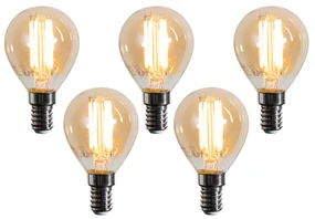 Sada 5 LED žiaroviek E14 G45 zlatá 2W 180 lm 2100K