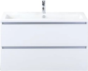 Kúpeľňový nábytkový set Vogue 100 cm s keramickým umývadlom biela vysoko lesklá