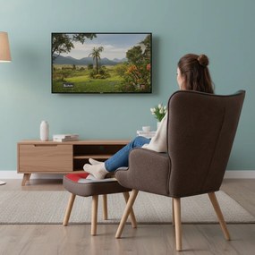 Kreslo ušiak CORDU + taburet — masív, látka, prírodná / patchwork