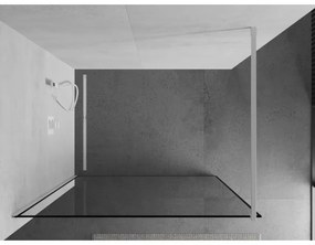Mexen Kioto, Walk-In sprchová zástena 100 x 200 cm, 8mm sklo číre/čierny vzor, biely profil, 800-100-101-20-70