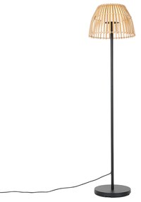 Rustikálna vonkajšia stojaca lampa čierna s bambusom vrátane LED - Kaiser