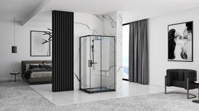 Rea Punto Black Mat, sprchový kút s posuvnými dverami 80(dvere) x 100(dvere) x 190 cm, 5mm číre sklo, čierny profil, REA-K4806