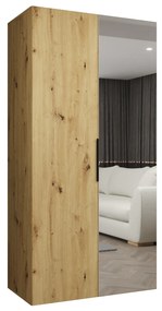 Šatníková skriňa 100 cm Mirabella 2 (dub artisan + čierna). Akcia -19%. Vlastná spoľahlivá doprava až k Vám domov. 1126391