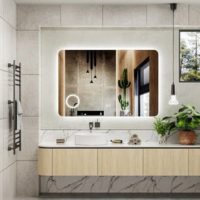 Erga Myra, LED zrkadlo 120x80 cm s kozmetickým zrkadlom 3x zväčšenie, 4598 lm, 3 farby svetla, zadné osvetlenie, ERG-V01-MYRA-1280-00