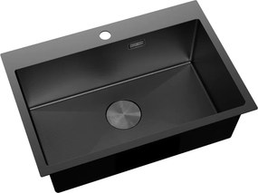 Mexen Solix, 1-komorový nerezový drez 650 x 450 mm, čierna, vzor voština, 6403651000-70HC