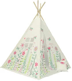 Biele detské teepee FLOWERS