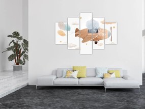 Obraz - Akvarelový slon v lietadle (150x105 cm)