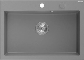 Mexen Elix jednokomorový granitový drez 700 x 500 mm, sivý, chróm sifón - 6526701005-71