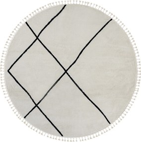 Kusový koberec Moroccan Oasis weiß kruh, 240x240 (priemer) kruh, čiernobiela, obývacia izba, My Flair