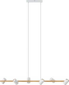 Smart hanglamp hout met wit langwerpig 6-lichts incl. Wifi GU10 - Jeana Straight