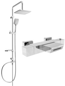 Mexen Sven, sprchový set s dažďovou sprchou a CUBE termostatickou vaňovou batériou, chrómová, 77360262-00