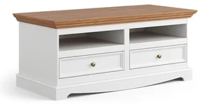 PROXIMA.store - Rustikálny TV stolík z masívneho dreva - BELLUNO ELEGANTE FARBA: biela - orech