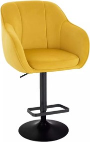 LuxuryForm DESIGN Barová stolička AVOLA VELUR na čiernom tanieri - žltá