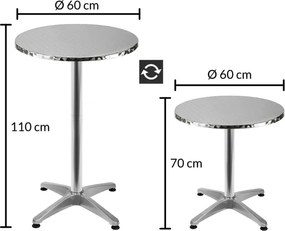 Sada 2 ks záhradných barových stolov CITY 60 cm strieborná