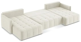 Béžová rozkladacia/s úložným priestorom rohová pohovka (do tvaru "U") Moku – Makamii