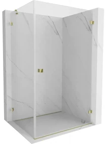Mexen Lunar-B, pravostranný výklopný sprchový kút 85 x 80 cm, 8mm číre sklo, zlatý profil, 832-085-080-50-00-P