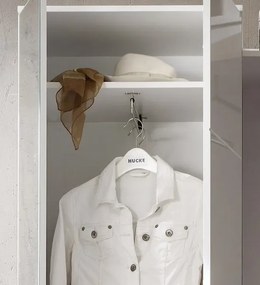 Skriňa so zrkadlom Spice, lesklá biela