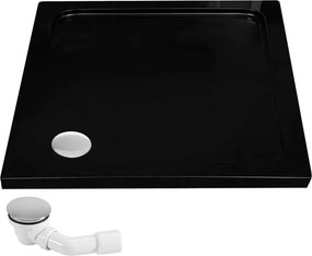 Rea Punto Black Mat, sprchový kút s posuvnými dverami 80(dvere) x 80(dvere) x 190 cm, 5mm číre sklo, čierny profil, REA-K4800