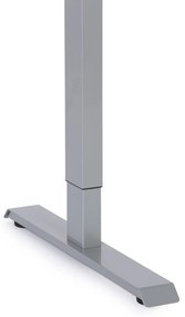 Výškovo nastaviteľný stôl, 180x120 cm, 2 motory, L/P, sivá podnož, orech