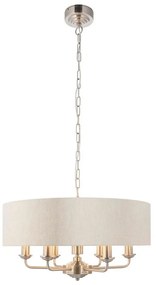 Endon 94357 - Luster na reťazi HIGHCLERE 6xE14/40W/230V béžový/matný chróm