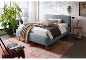 Sivomodrá čalúnená dvojlôžková posteľ s úložným priestorom s roštom 140x200 cm Mattis – Meise Möbel